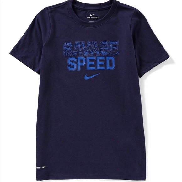 Nike Boys Savage Speed Graphic Cotton Shirt Navy New